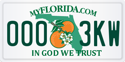 FL license plate 0003KW