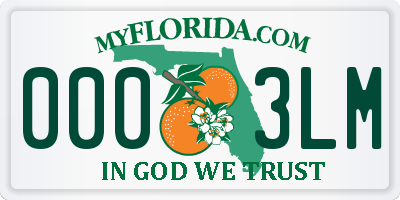 FL license plate 0003LM