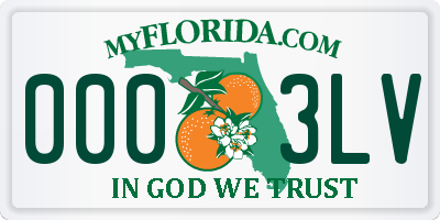 FL license plate 0003LV