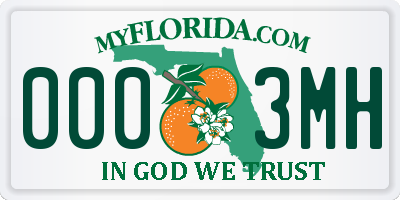 FL license plate 0003MH