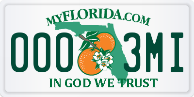 FL license plate 0003MI