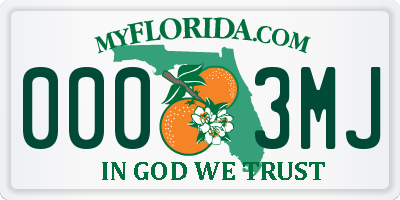 FL license plate 0003MJ