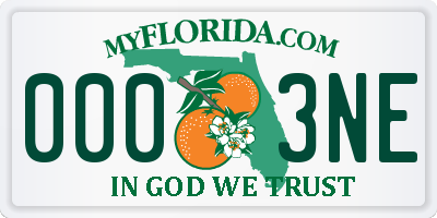 FL license plate 0003NE