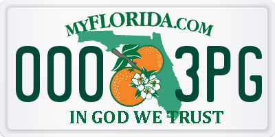FL license plate 0003PG