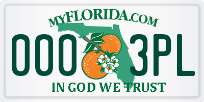 FL license plate 0003PL