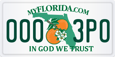 FL license plate 0003PO
