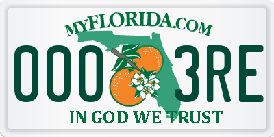 FL license plate 0003RE
