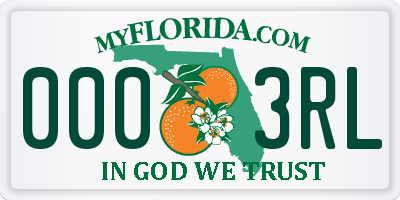 FL license plate 0003RL