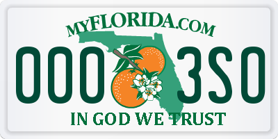 FL license plate 0003SO