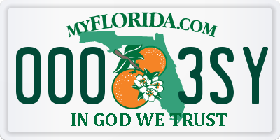 FL license plate 0003SY