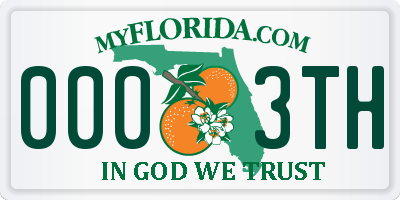 FL license plate 0003TH