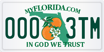FL license plate 0003TM