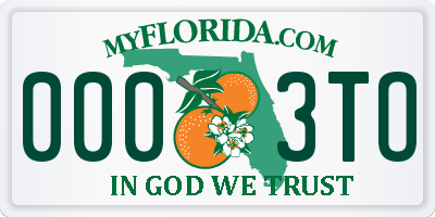 FL license plate 0003TO