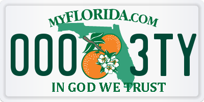 FL license plate 0003TY