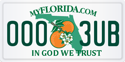 FL license plate 0003UB