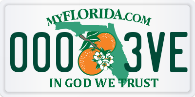 FL license plate 0003VE