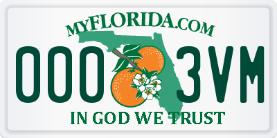 FL license plate 0003VM