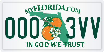 FL license plate 0003VV