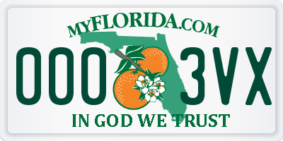 FL license plate 0003VX