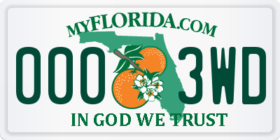 FL license plate 0003WD