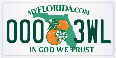 FL license plate 0003WL