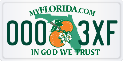 FL license plate 0003XF