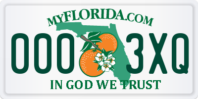 FL license plate 0003XQ