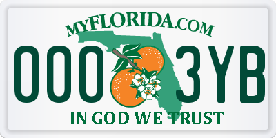FL license plate 0003YB