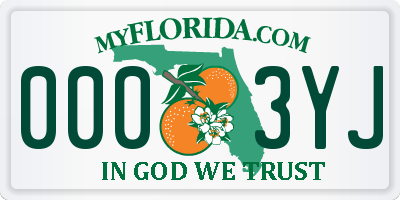FL license plate 0003YJ