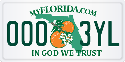 FL license plate 0003YL
