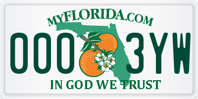 FL license plate 0003YW
