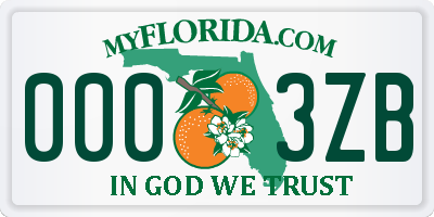 FL license plate 0003ZB