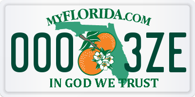 FL license plate 0003ZE