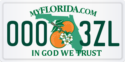 FL license plate 0003ZL