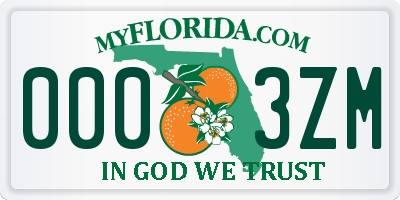 FL license plate 0003ZM