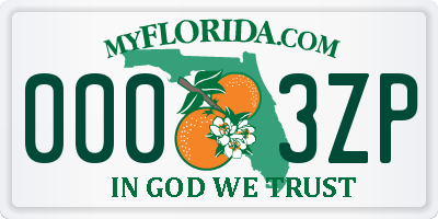 FL license plate 0003ZP