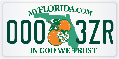FL license plate 0003ZR