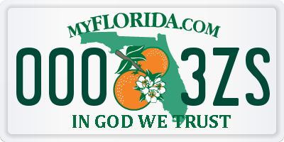 FL license plate 0003ZS