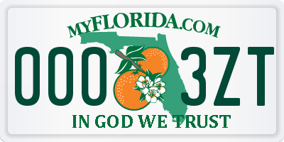 FL license plate 0003ZT