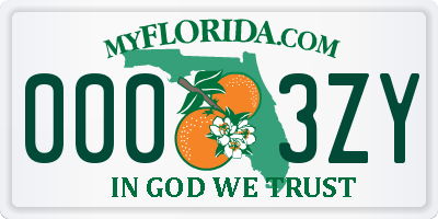 FL license plate 0003ZY