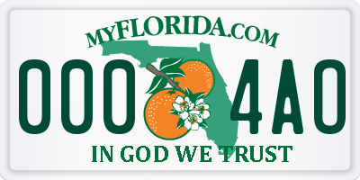 FL license plate 0004AO