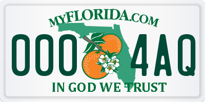 FL license plate 0004AQ