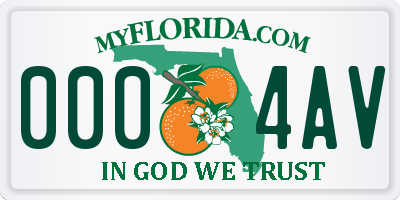 FL license plate 0004AV