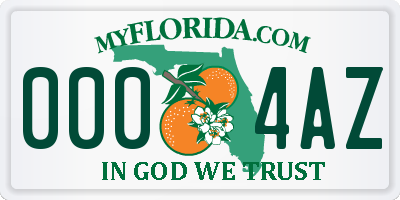 FL license plate 0004AZ