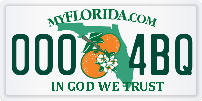 FL license plate 0004BQ