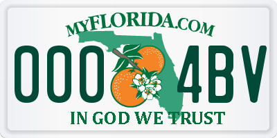 FL license plate 0004BV