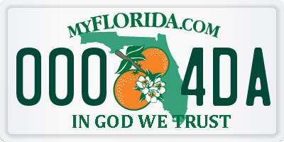 FL license plate 0004DA