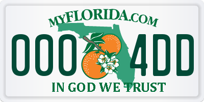 FL license plate 0004DD