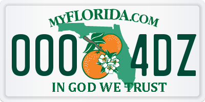 FL license plate 0004DZ