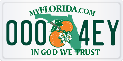 FL license plate 0004EY